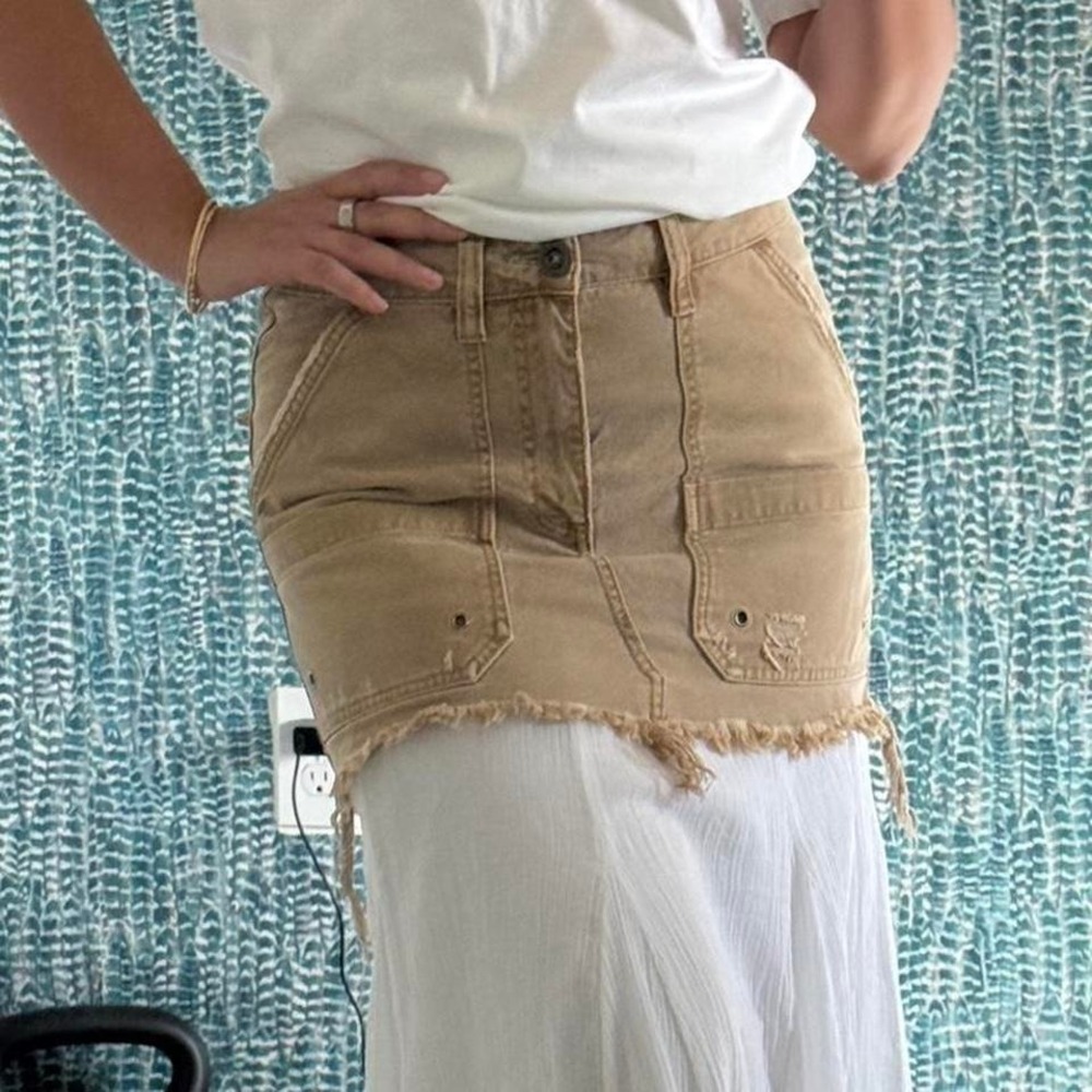 Free People Denim Khaki Skirt - Picture 2 of 3